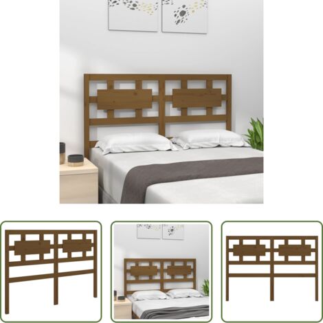 Madera maciza -  Cabecero de cama madera maciza pino marrón miel 125,5x4x100 cm