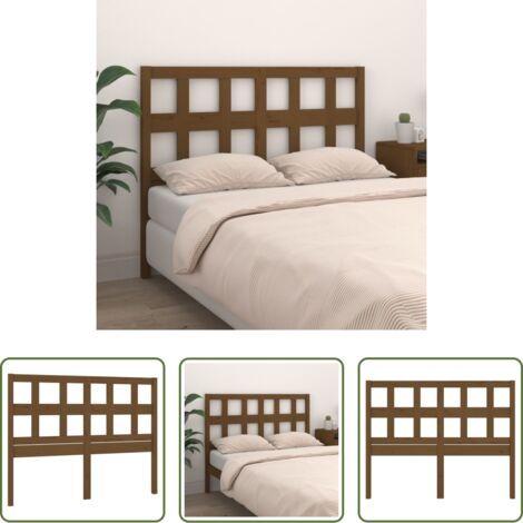 Madera maciza -  Cabecero de cama madera maciza pino marrón miel 125,5x4x100 cm