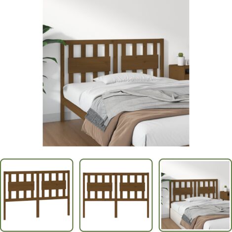 Madera maciza -  Cabecero de cama madera maciza pino marrón miel 125,5x4x100 cm