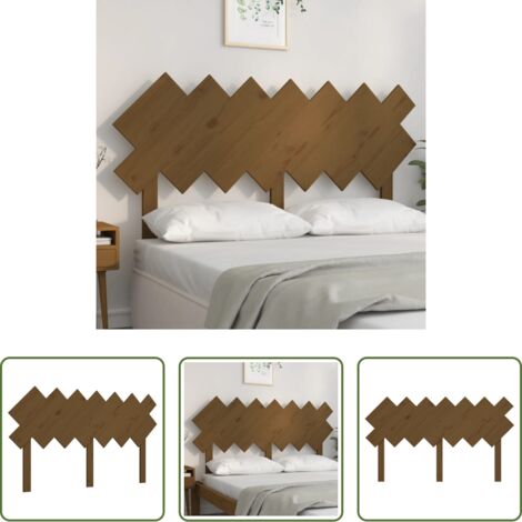 Madera maciza -  Cabecero de cama madera maciza pino marrón miel 151,5x3x81 cm