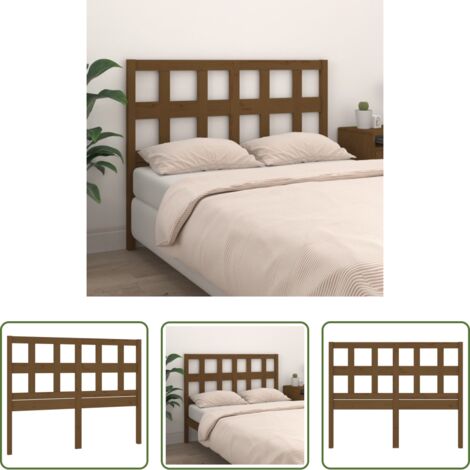 Madera maciza -  Cabecero de cama madera maciza pino marrón miel 185,5x4x100 cm
