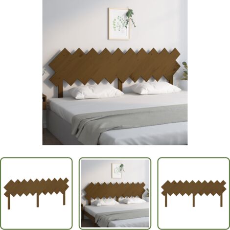 Madera maciza -  Cabecero de cama madera maciza pino marrón miel 196x3x80,5 cm