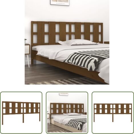 Madera maciza -  Cabecero de cama madera maciza pino marrón miel 205,5x4x100 cm