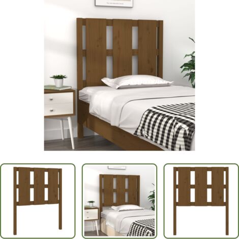 Madera maciza -  Cabecero de cama madera maciza pino marrón miel 80,5x4x100 cm