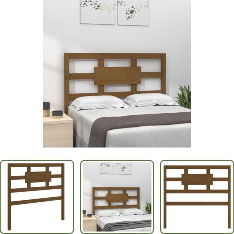 Madera maciza -  Cabecero de cama madera maciza pino marrón miel 95,5x4x100 cm