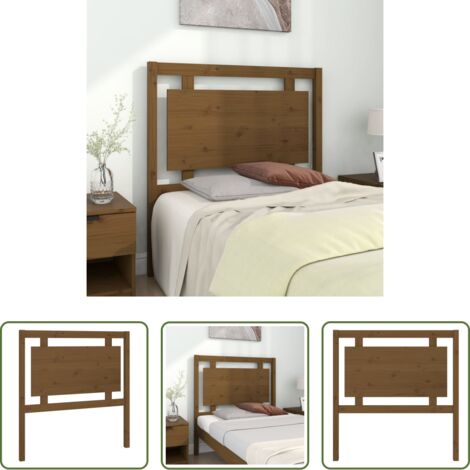 Madera maciza -  Cabecero de cama madera maciza pino marrón miel 95,5x4x100 cm