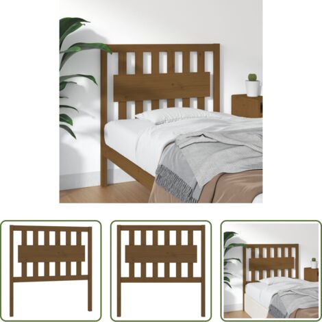 Madera maciza -  Cabecero de cama madera maciza pino marrón miel 95,5x4x100 cm