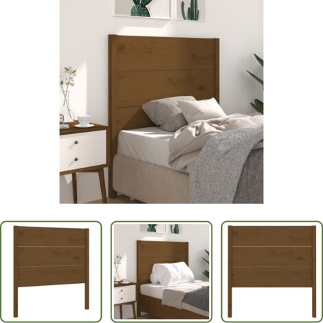 Madera maciza -  Cabecero madera maciza de pino marrón miel 81x4x100 cm