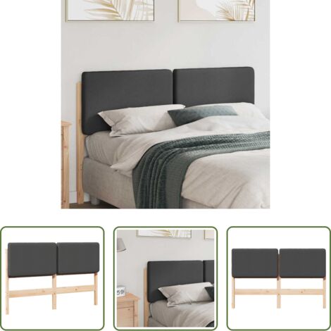 Madera maciza -  Cabecero tapizado con cabecera Marrón y gris oscuro 160 cm