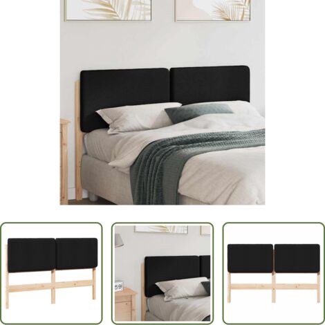 Madera maciza -  Cabecero tapizado Marrón y Negro 150 cm Madera de pino macizo