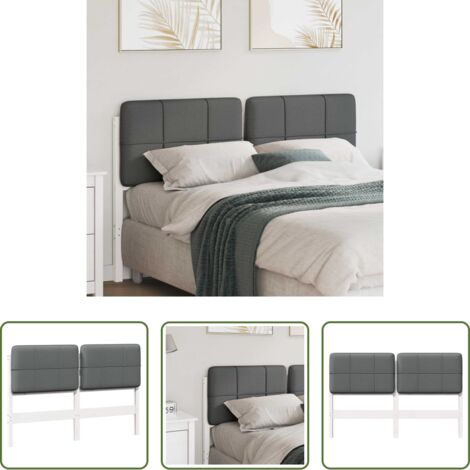 Madera maciza -  Cabecero tapizado y Gris Claro 160 cm Madera de pino macizo