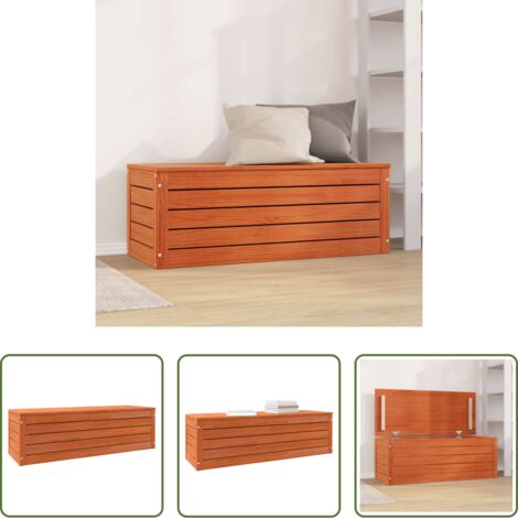 Madera maciza -  Caja de Almacenamiento Marrón cera 109 x 36,5 x 33 cm
