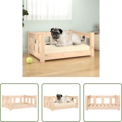 Madera maciza -  Cama para perros madera maciza de pino 65,5x50,5x28 cm