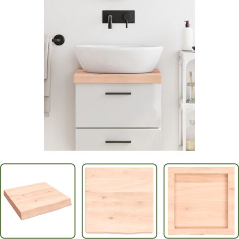 Madera maciza -  Encimera de baño madera maciza sin tratar 40x40x(2-6) cm