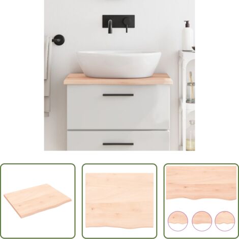 Madera maciza -  Encimera de baño madera maciza sin tratar 60x40x6 cm