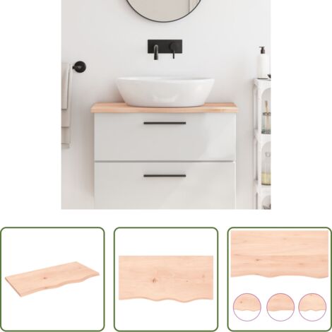 Madera maciza -  Encimera de baño madera maciza sin tratar 80x40x2 cm