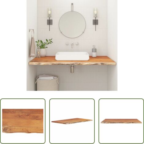 Madera maciza -  Encimera de baño rectangular madera maciza acacia 100x60x3,8 cm