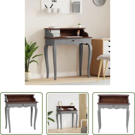Madera maciza -  Escritorio de madera maciza de caoba 80x40x92 cm