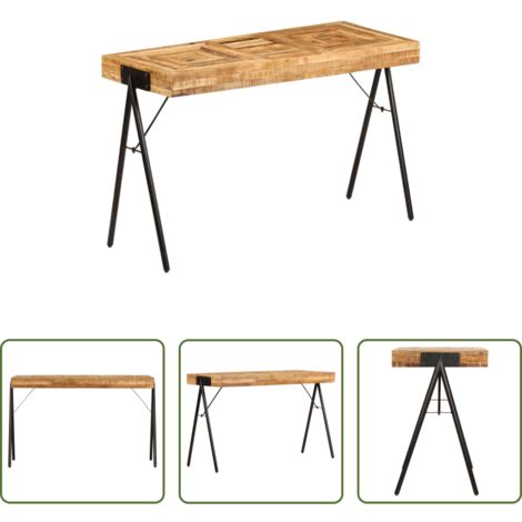 Madera maciza -  Escritorio de madera maciza de mango 118x50x75 cm