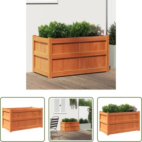 Madera maciza -  Jardinera exterior madera maciza pino marrón cera 90x50x50 cm