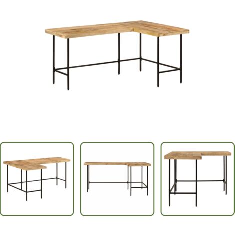 Madera maciza mango -  Escritorio madera maciza mango y hierro 165x110x77 cm