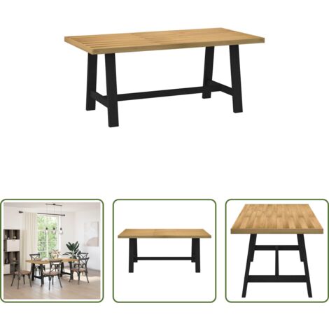 Madera maciza -  Mesa comedor NOAIN patas forma A madera maciza pino 180x90x75cm