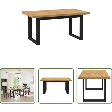 Madera maciza -  Mesa comedor NOAIN patas forma U madera maciza pino 160x90x75cm