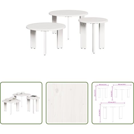 Madera maciza -  Mesa de Café 3 pcs Madera maciza de pino