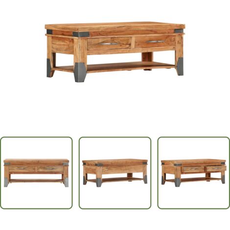 Madera maciza -  Mesa de centro de madera maciza de acacia 110x52x45 cm