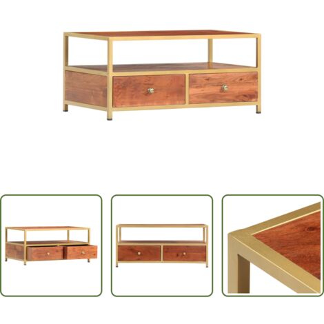 Madera maciza -  Mesa de centro de madera maciza de acacia 90x50x40 cm
