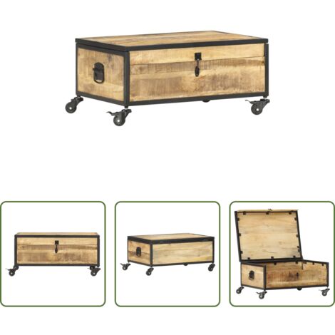 Madera maciza -  Mesa de centro de madera maciza de mango 70x50x33 cm