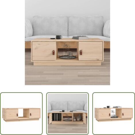 Madera maciza -  Mesa de centro de madera maciza de pino 100x50x35 cm