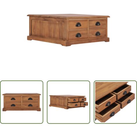 Madera maciza -  Mesa de centro de madera maciza de teca 68x68x30 cm