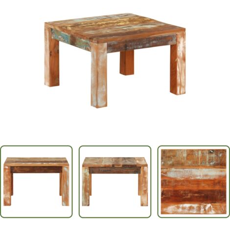 Madera maciza -  Mesa de centro de madera maciza reciclada 55x55x35 cm