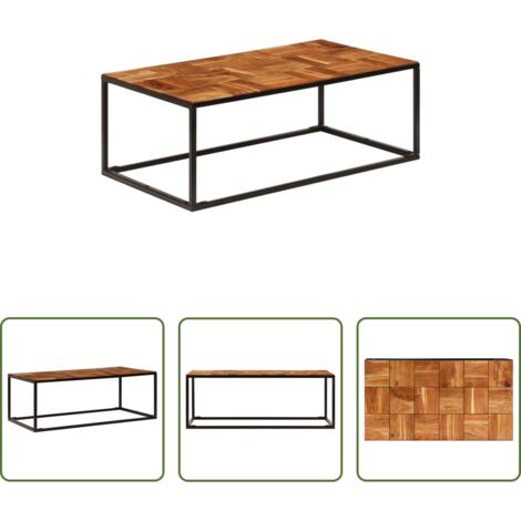 Madera maciza -  Mesa de centro madera maciza de acacia y acero 110x60x40 cm