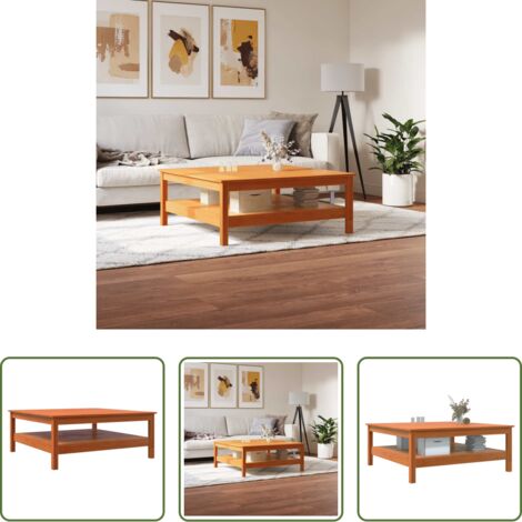 Madera maciza -  Mesa de centro madera maciza de pino marrón cera 100x100x40 cm