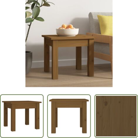 Madera maciza -  Mesa de centro madera maciza de pino marrón miel 35x35x30 cm