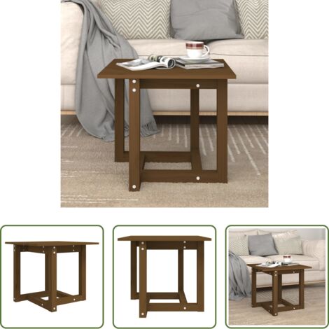 Madera maciza -  Mesa de centro madera maciza de pino marrón miel 50x50x45 cm