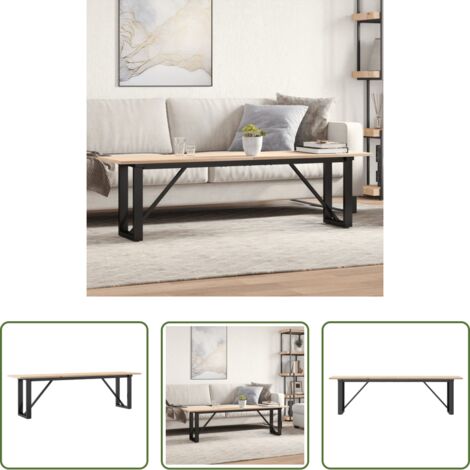Madera maciza -  Mesa de centro marco O madera maciza pino y acero 160x40x45 cm