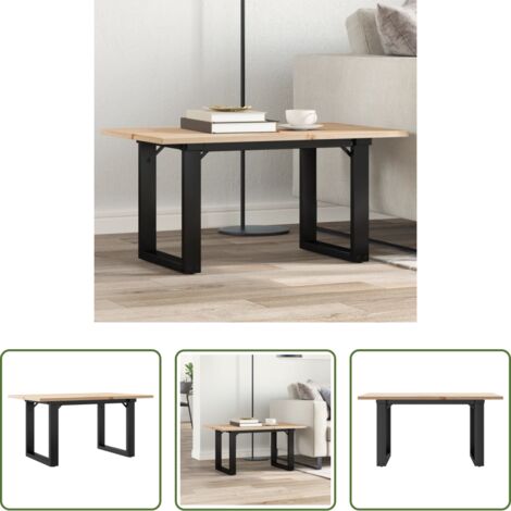 Madera maciza -  Mesa de centro marco O madera maciza pino y acero 80x50x40 cm