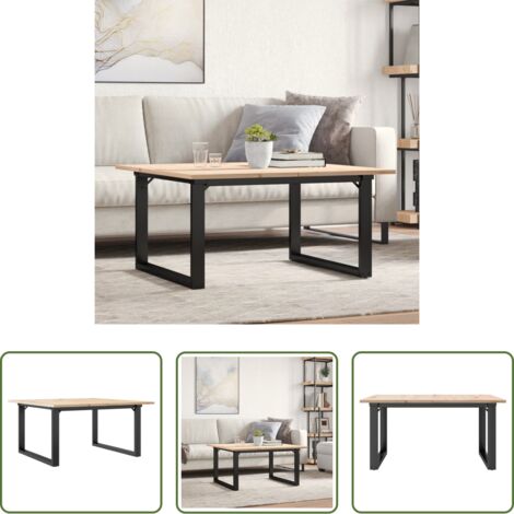 Madera maciza -  Mesa de centro marco O madera maciza pino y acero 90x90x45 cm