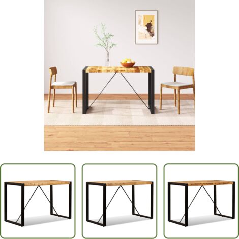 Madera maciza -  Mesa de comedor de madera maciza de mango rugosa 120 cm