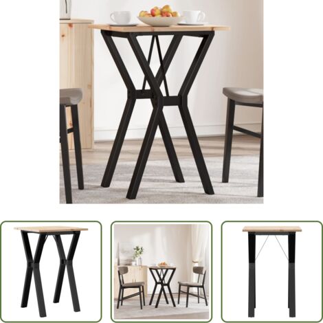 Madera maciza -  Mesa de comedor marco Y madera maciza pino y acero 50x50x75 cm