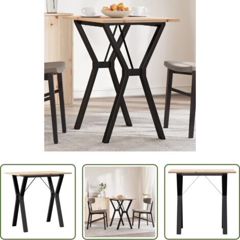 Madera maciza -  Mesa de comedor marco Y madera maciza pino y acero 80x50x75 cm