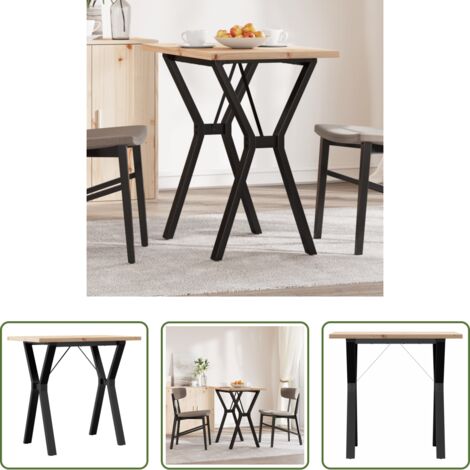 Madera maciza -  Mesa de comedor marco Y madera maciza pino y acero 80x50x75,5cm