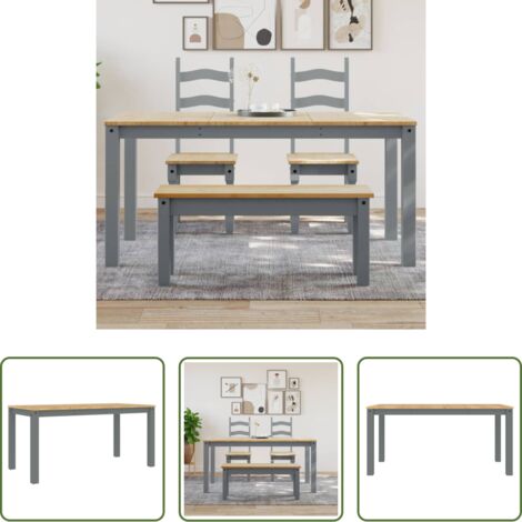 Madera maciza -  Mesa de comedor Panama madera maciza de pino gris 160x80x75 cm