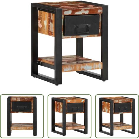 Madera maciza -  Mesilla de noche multicolor 35x34x45 cm madera maciza reciclada