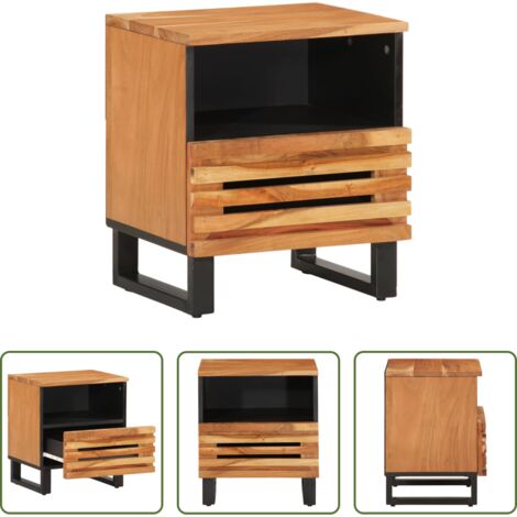 Madera maciza -  Mesita de noche de madera maciza de acacia 40x34x46 cm