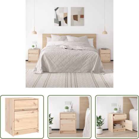 Madera maciza -  Mesita de noche madera maciza de pino 40x31x50 cm