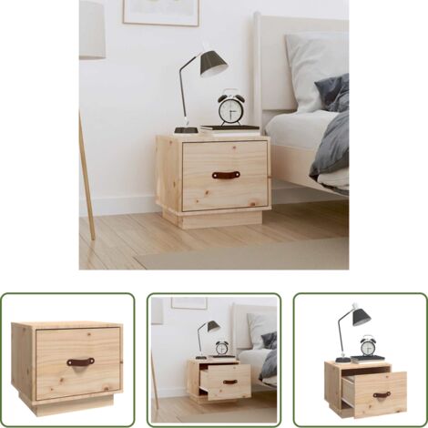 Madera maciza -  Mesita de noche madera maciza de pino 40x34x35 cm
